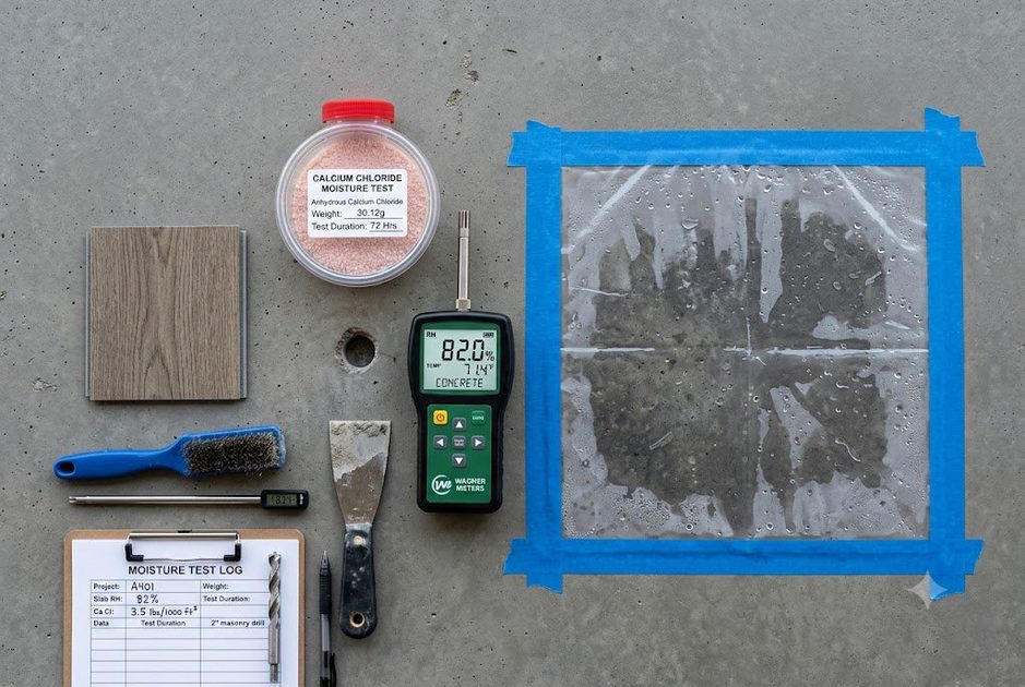 Concrete slab moisture testing tools for proper LVP installation prep