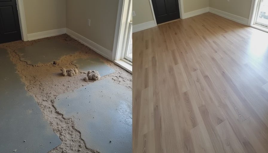 Before and after basement flooring project