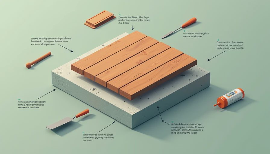 Visual context for how to attach hardwood floor to concrete