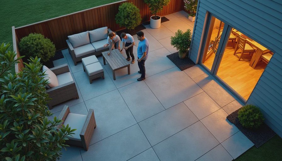 Visual context for outdoor vinyl flooring