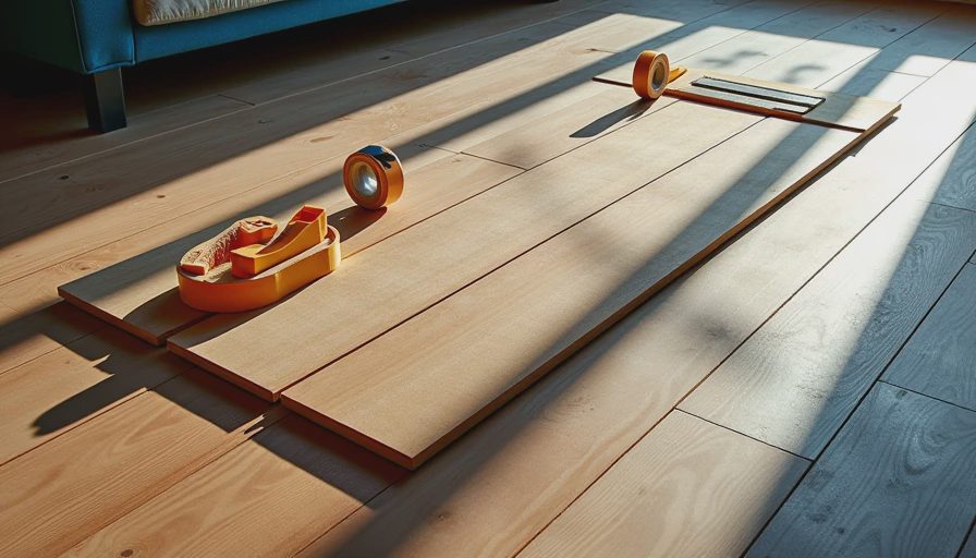 Visual context for glue down hardwood floor installation