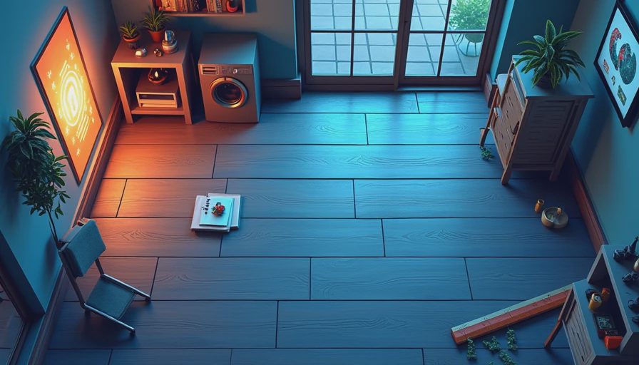 Visual context for wood floor to tile